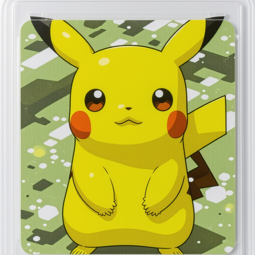 Microscopic view of CGC Gem Mint 10 Japanese Pokémon card showing print details and AI authentication indicators