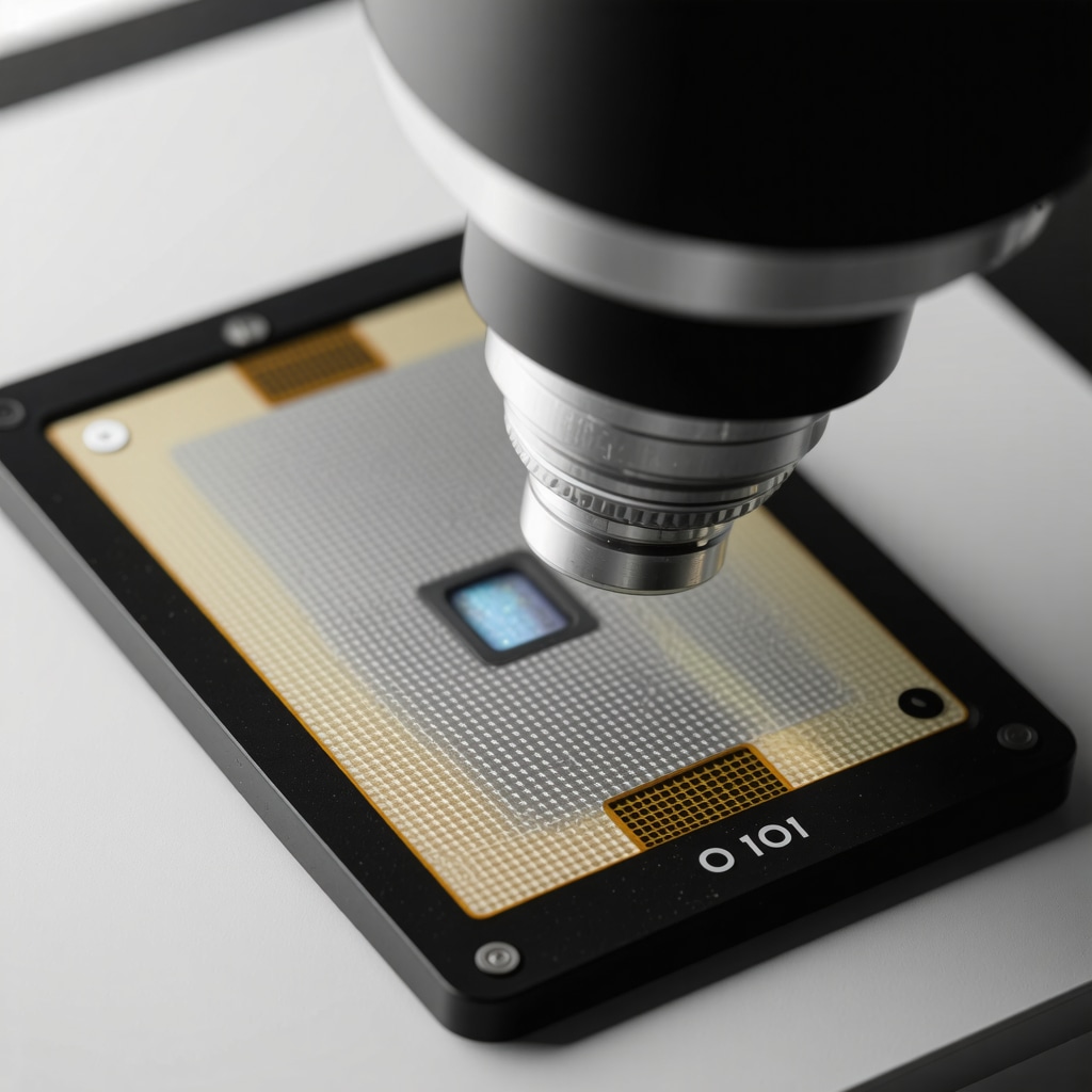 Close-up microscopic view of CGC 10 Japanese Trainer card print patterns with blockchain digital ledger overlay