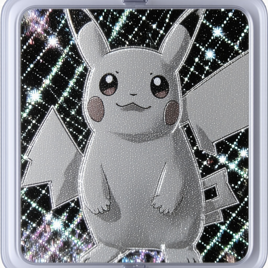 Close-up microscopic view of a CGC 10 Japanese vintage holo rare Pokémon card with AI authentication highlights
