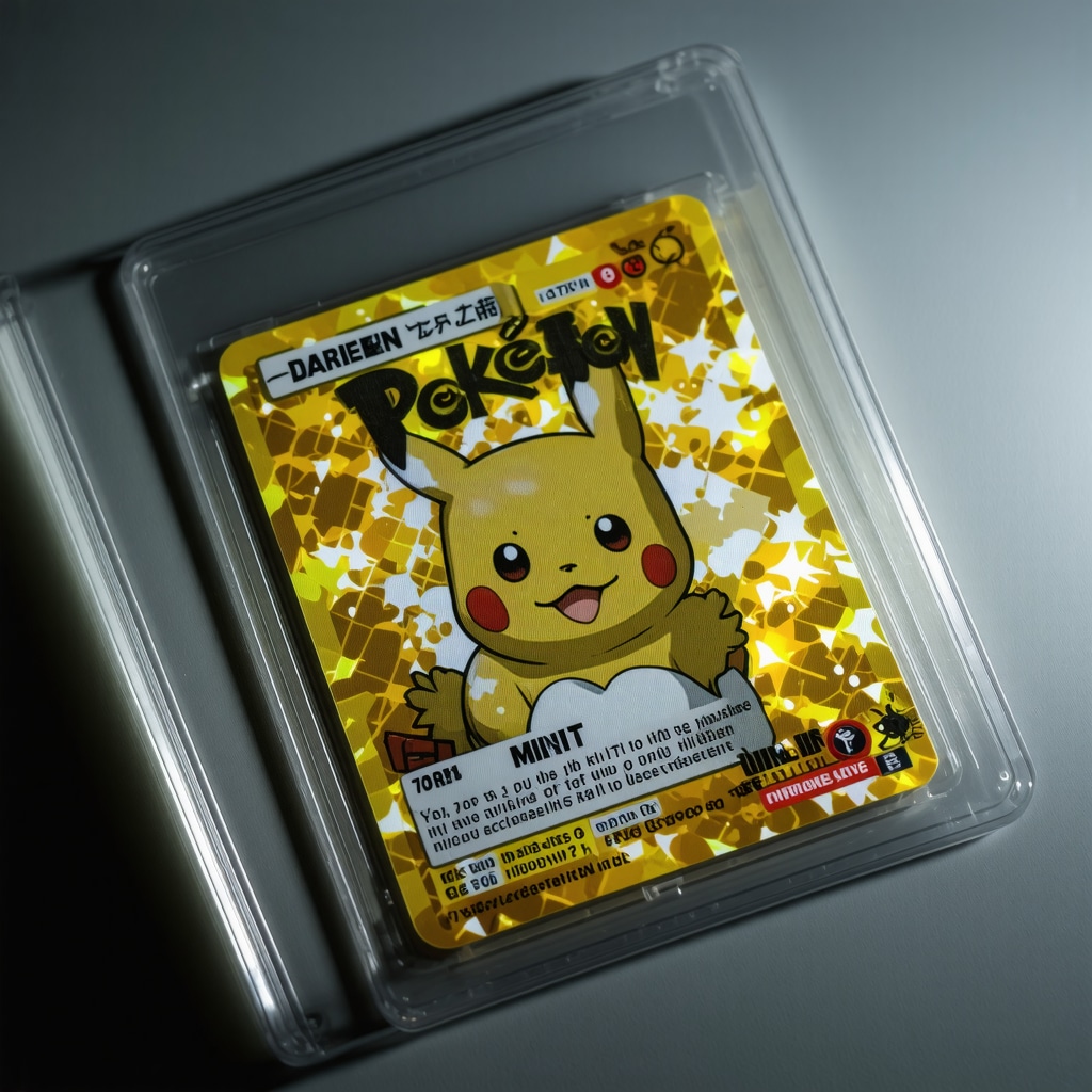 Close-up image of a CGC Gem Mint 10 Japanese Pokémon card under UV light revealing microprinting and fluorescent ink details
