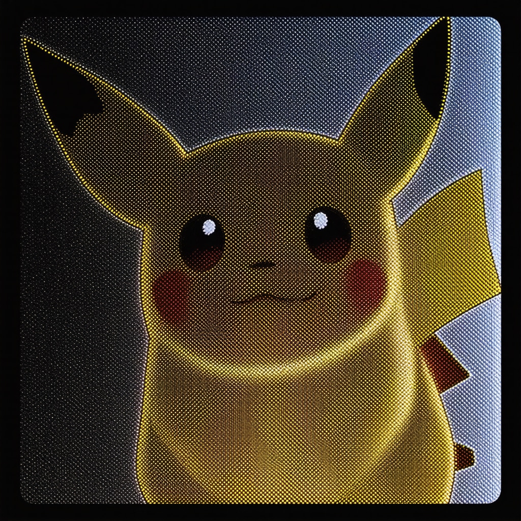 Close-up image of holographic patterns and ink details on CGC 10 Japanese Pikachu promo card