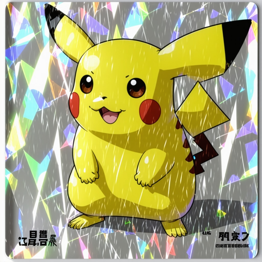 Close-up microscopic image revealing holographic patterns and micro ink details on a CGC 10 Japanese Pikachu promo card
