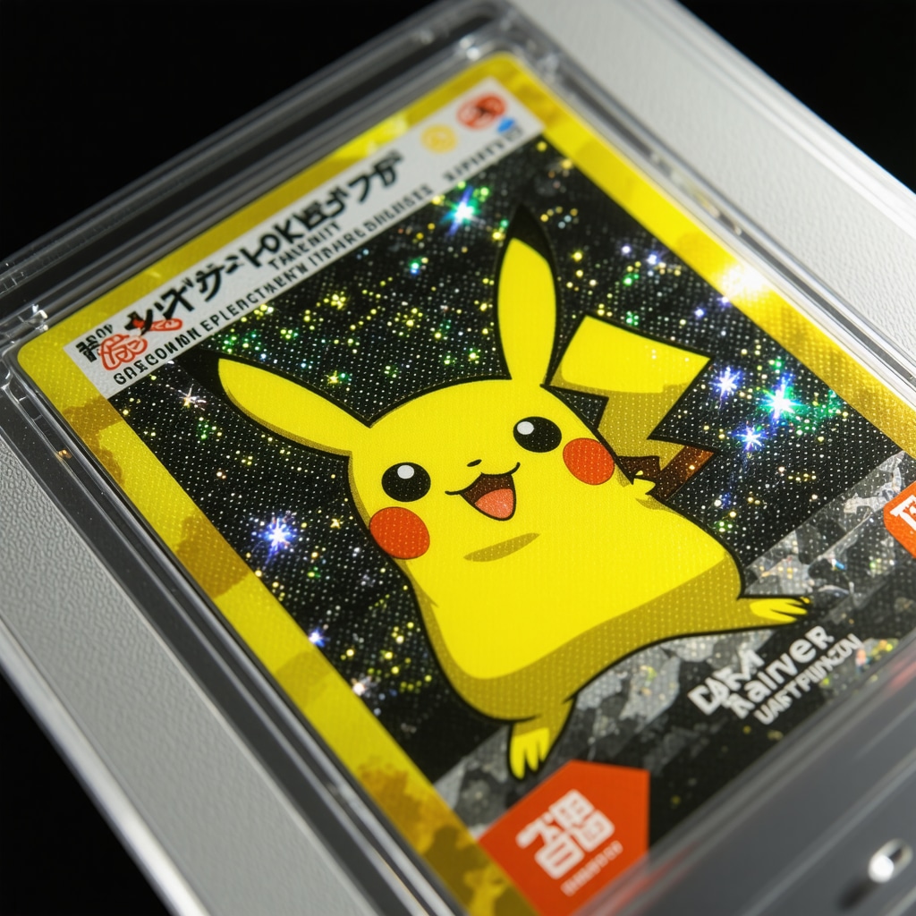 Microscopic close-up revealing print dot patterns and holographic foil of a CGC Gem Mint 10 Japanese Trainer Support card