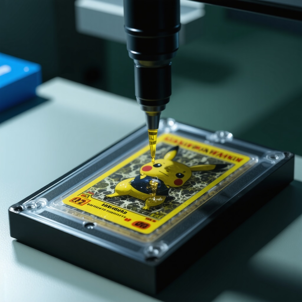 Application of nanotechnology protective coating on a CGC 10 Japanese 151 Pokémon card in a lab setting