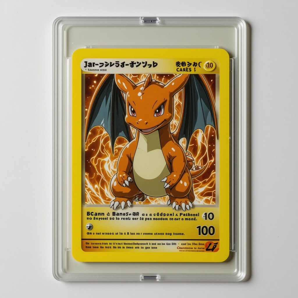 Close-up of CGC 10 graded Japanese Base Set Charizard card showing holographic details and pristine condition