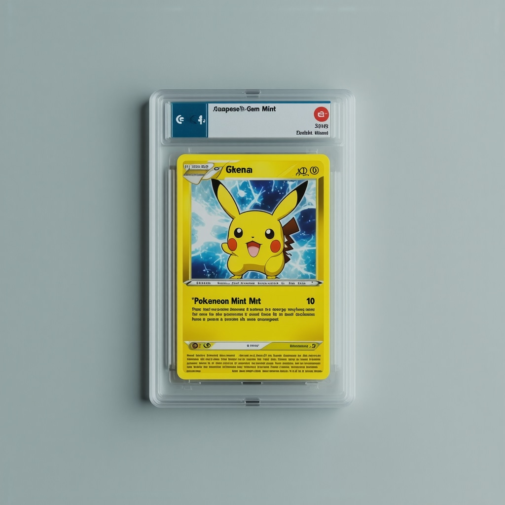 CGC 10 Japanese Pokémon promo card in protective slab with digital certification and market trend visuals
