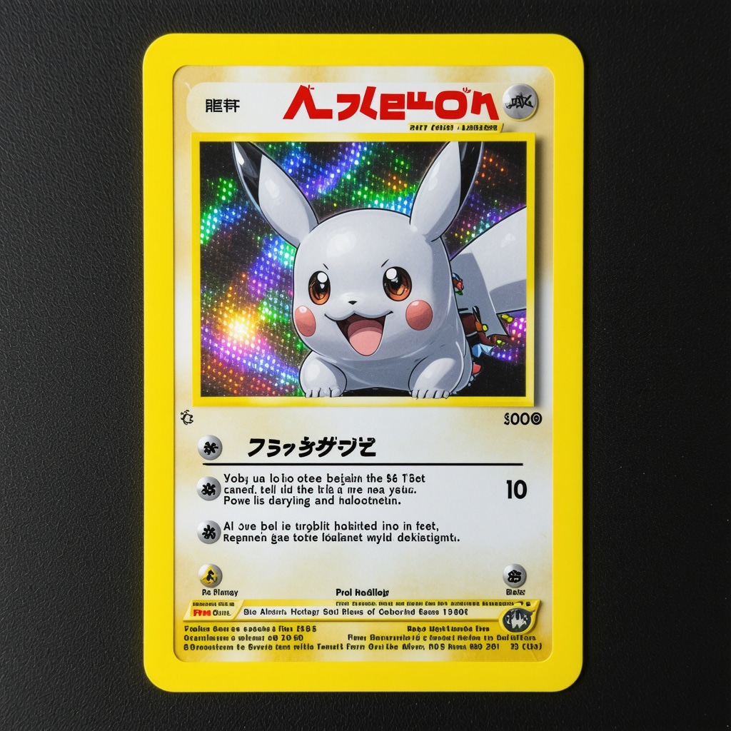 Detailed spectral analysis image of Japanese vintage holo Pokémon card holofoil patterns and color gradients