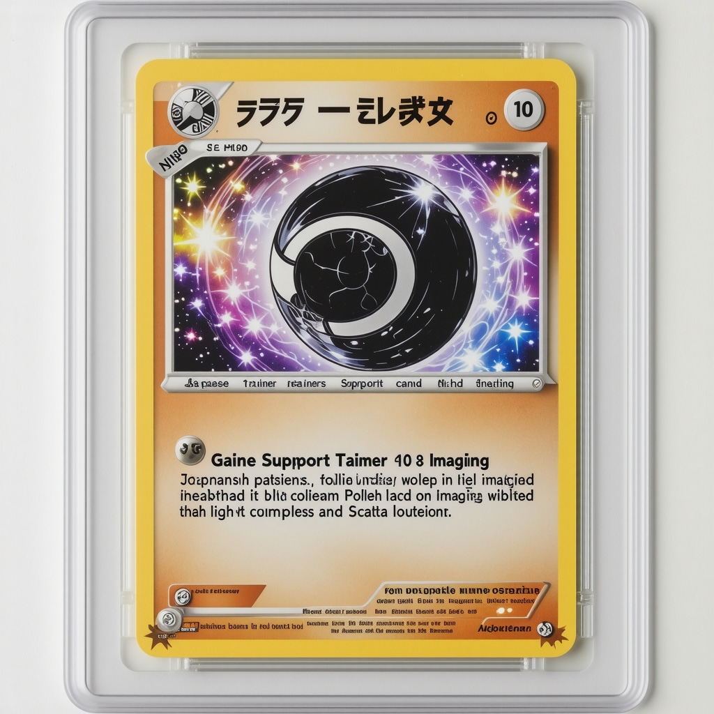 Close-up spectral imaging showing detailed foil and ink patterns on CGC Gem Mint 10 Japanese Trainer Support Pokémon card